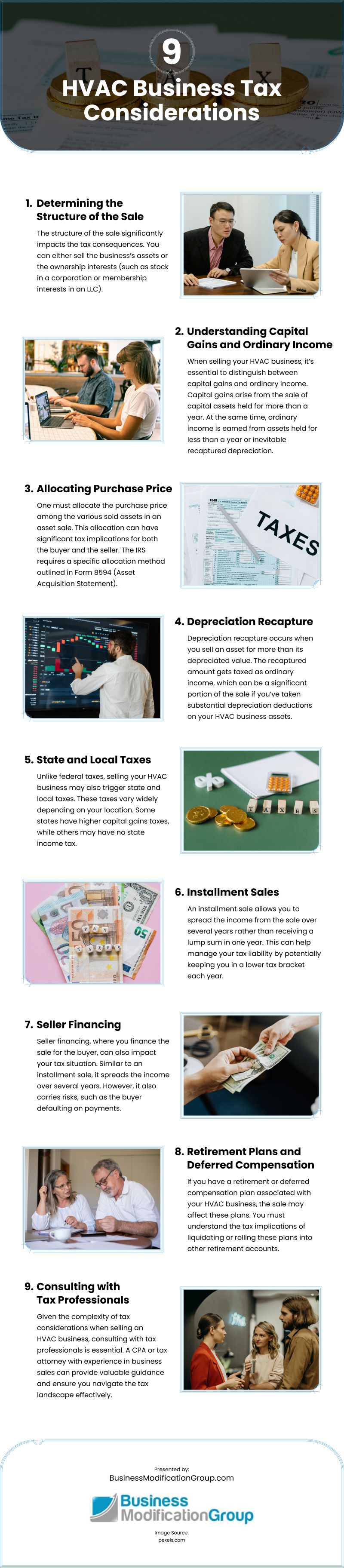 9 HVAC Business Tax Considerations Infographic