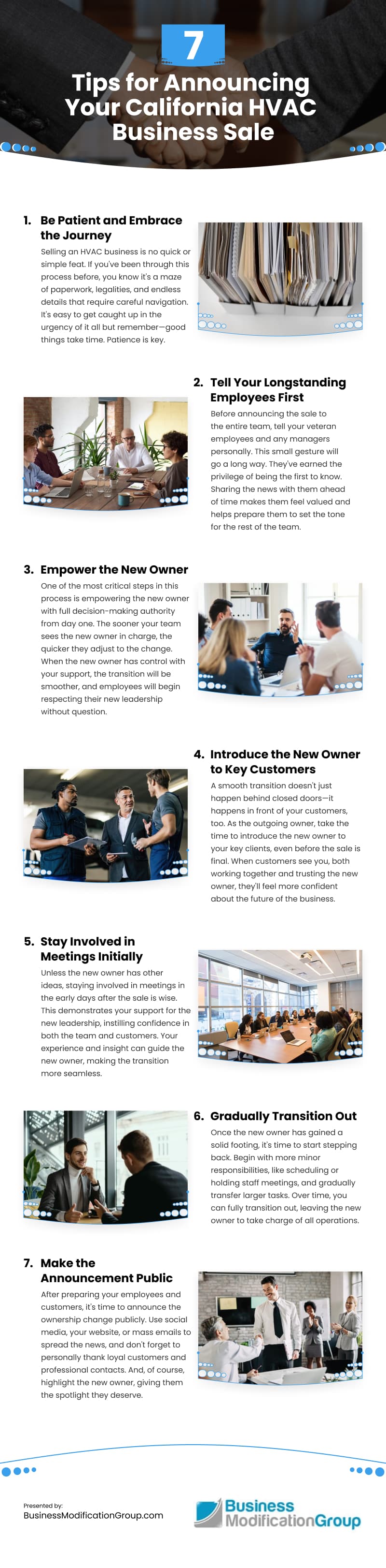 7 Tips for Announcing Your California HVAC Business Sale Infographic